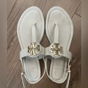 Tory Burch Cream Sandals with Gold Details